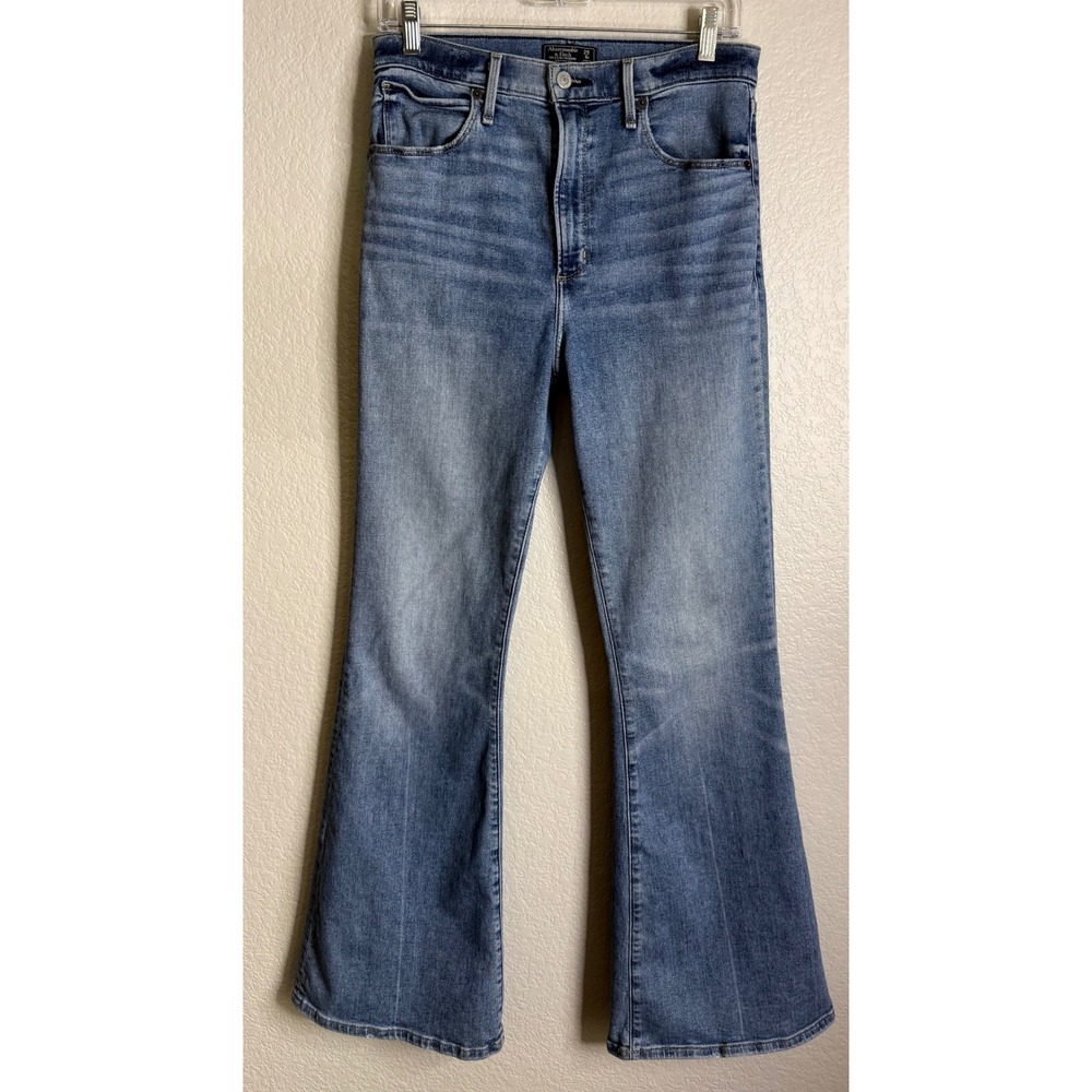Abercrombie & Fitch Womens 29/8R Flare Jeans Blue High Rise Medium Wash Preppy